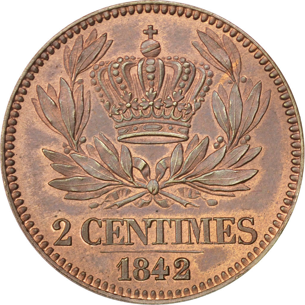 Coin, France, 2 Centimes, 1842, MS(60-62), Bronze, Gadoury:97