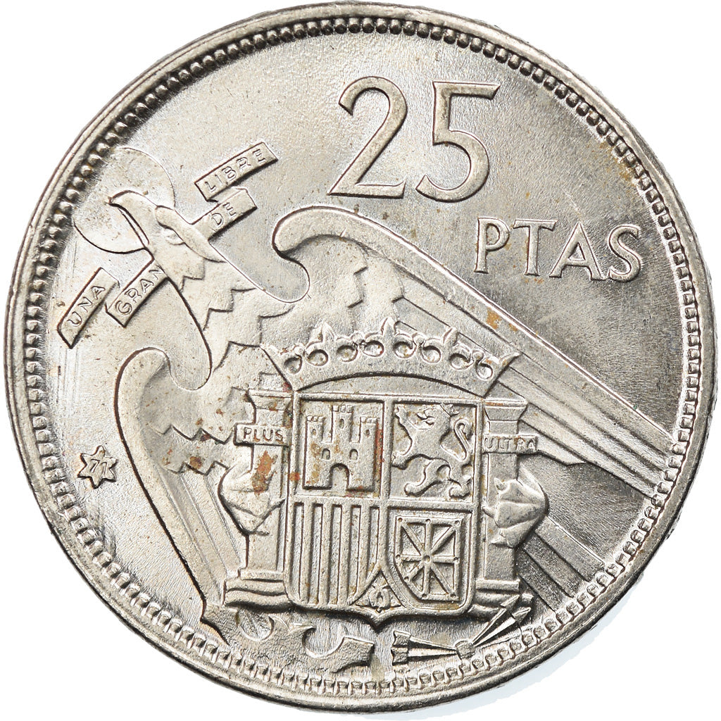 Coin, Spain, Caudillo and regent, 25 Pesetas, 1971, AU(55-58), Copper-nickel