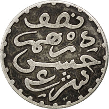 MOROCCO, 1/2 Dirham, 1881, Paris, KM #4, EF(40-45), Silver, 1.39
