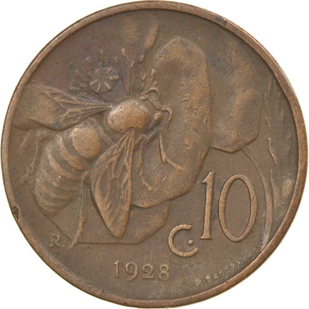 Moneta, Italia, Vittorio Emanuele III, 10 Centesimi, 1928, Rome, BB, Bronzo