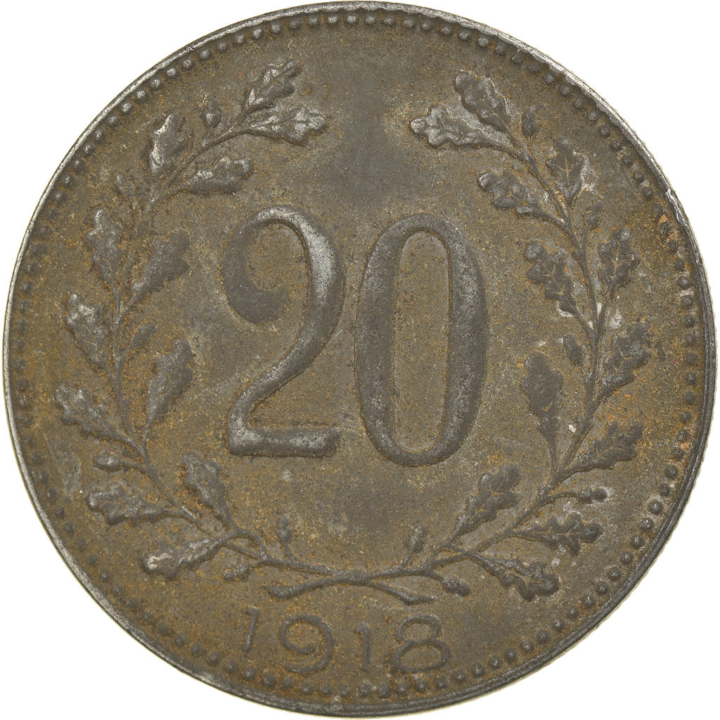 Moneta, Węgry, 20 Fillér, 1918, VF(30-35), Żelazo, KM:498