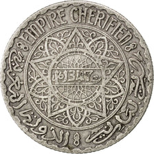 MOROCCO, 5 Francs, 1928, Paris, KM #37, EF(40-45), Silver, 4.87