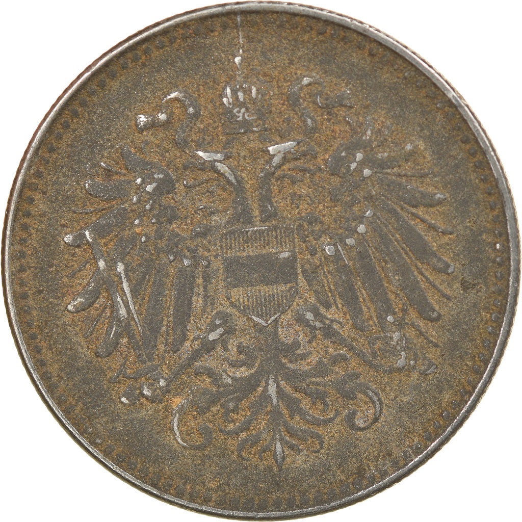 Moneda, Hungría, 20 Fillér, 1917, BC+, Hierro, KM:498