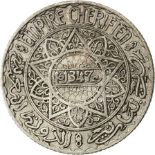 MOROCCO, 5 Francs, 1928, Paris, KM #37, AU(50-53), Silver, 4.98
