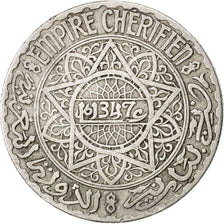 Marocco, Mohammed V, 10 Francs, 1928, BB, Argento, KM:38