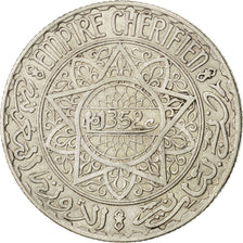 MOROCCO, 10 Francs, 1933, Paris, KM #38, AU(50-53), Silver, 27.7, 9.95
