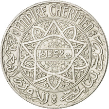 MOROCCO, 10 Francs, 1933, Paris, KM #38, AU(50-53), Silver, 27.7, 9.96