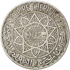 Marocco, Mohammed V, 20 Francs, 1933, MB+, Argento, KM:39