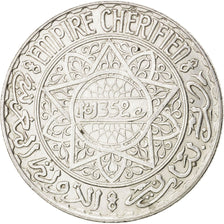 MOROCCO, 20 Francs, 1933, Paris, KM #39, AU(50-53), Silver, 35, 19.94
