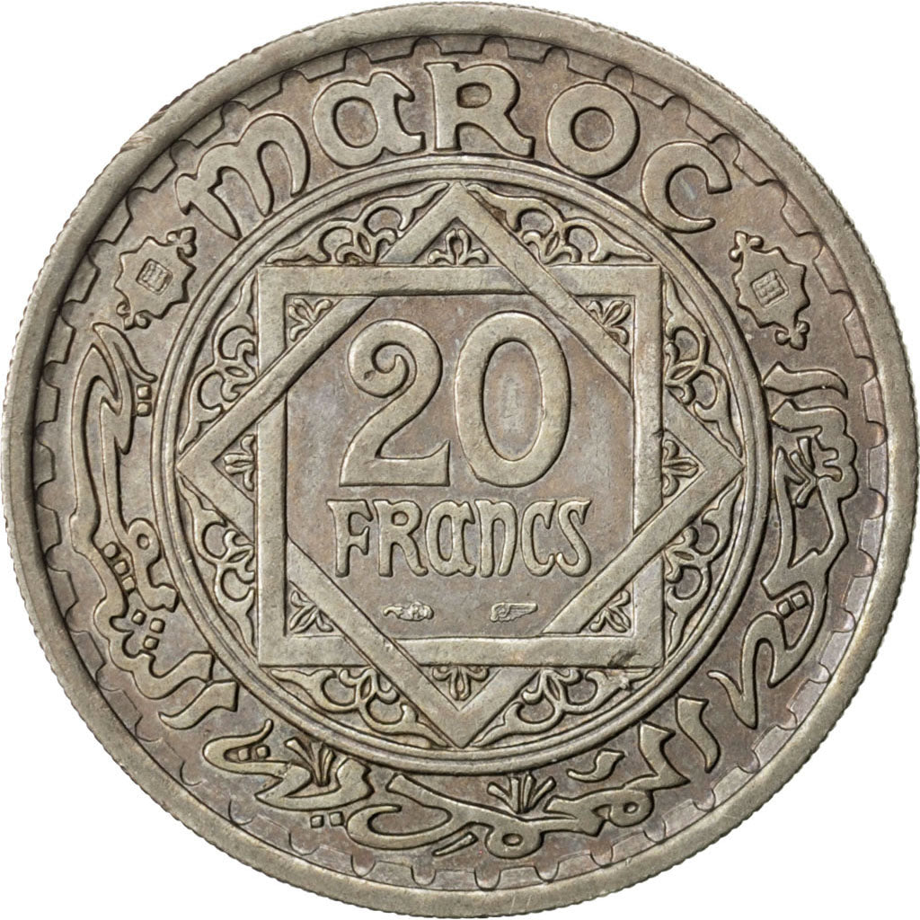 MOROCCO, 20 Francs, 1946, Paris, KM #45, AU(55-58), Copper-Nickel, 9.86