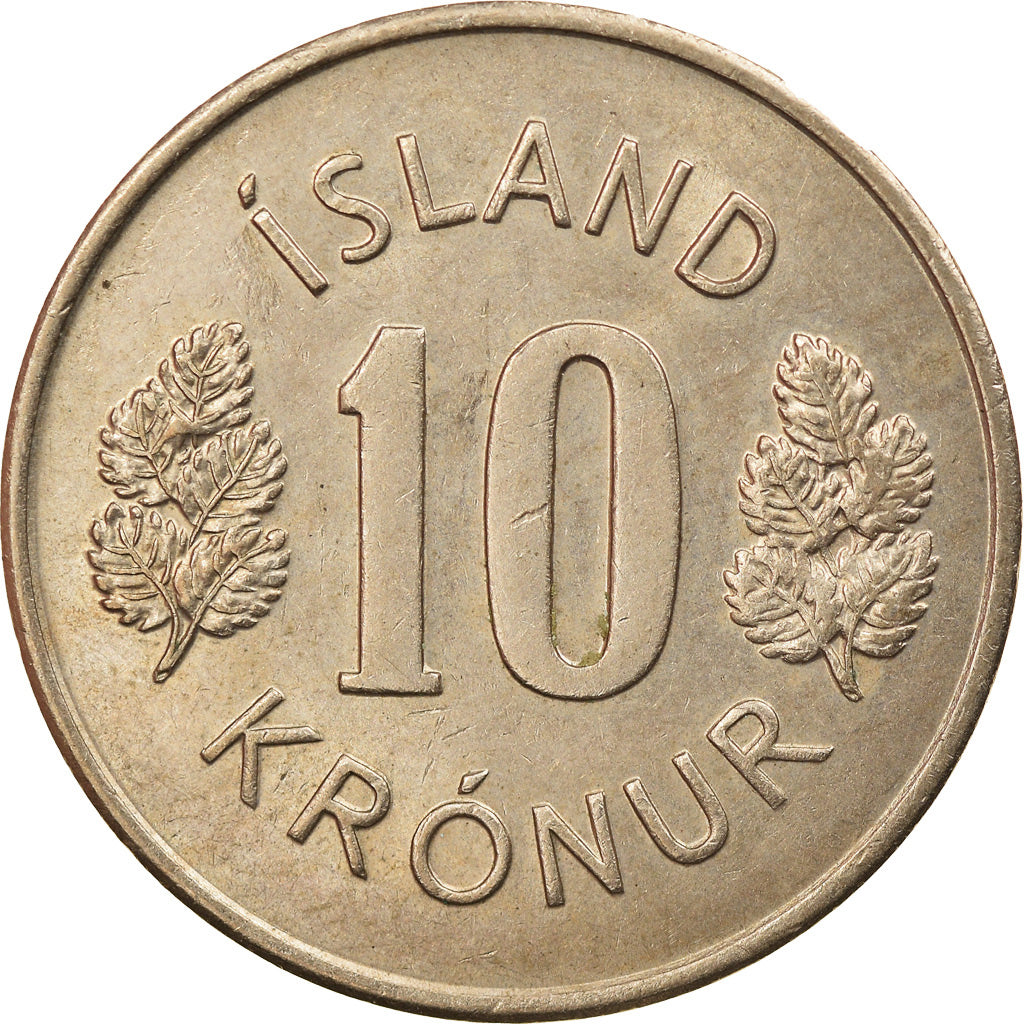 Coin, Iceland, 10 Kronur, 1976, AU(55-58), Copper-nickel, KM:15