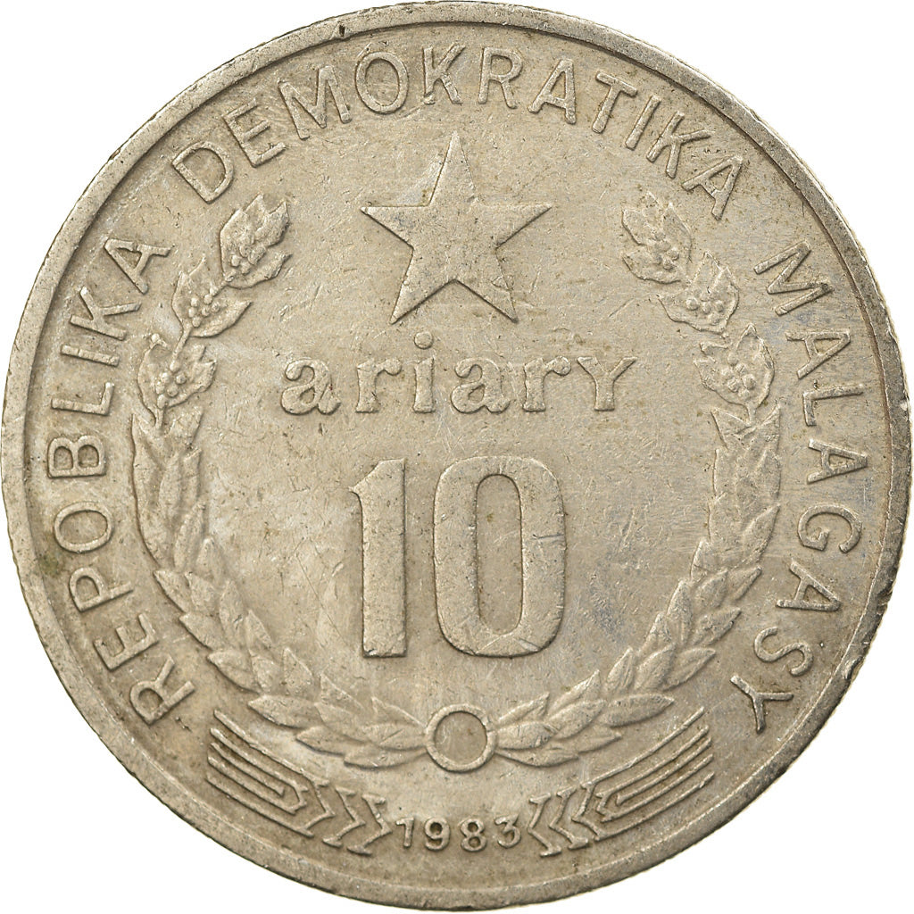 Monnaie, Madagascar, 10 Ariary, 1983, TTB, Copper-nickel, KM:13b