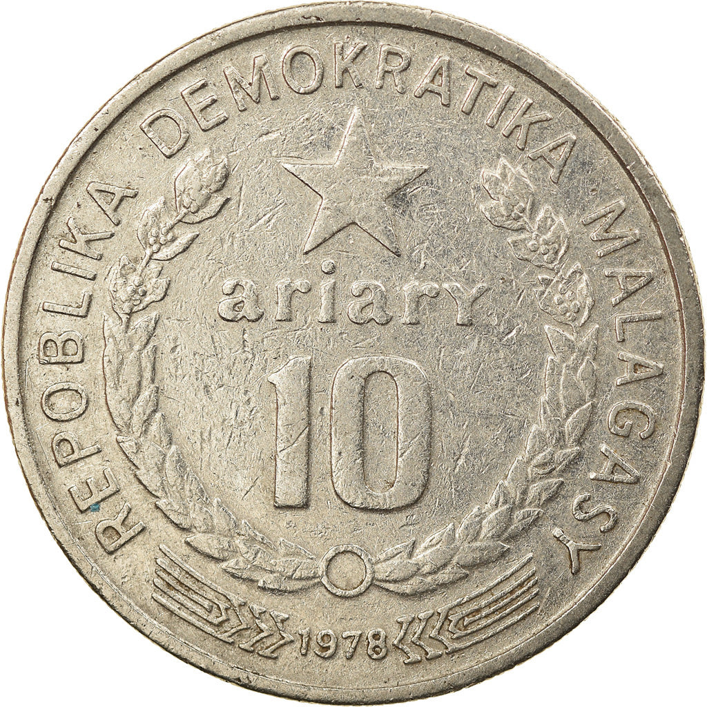 Moneta, Madagascar, 10 Ariary, 1978, BB, Argento, KM:13a