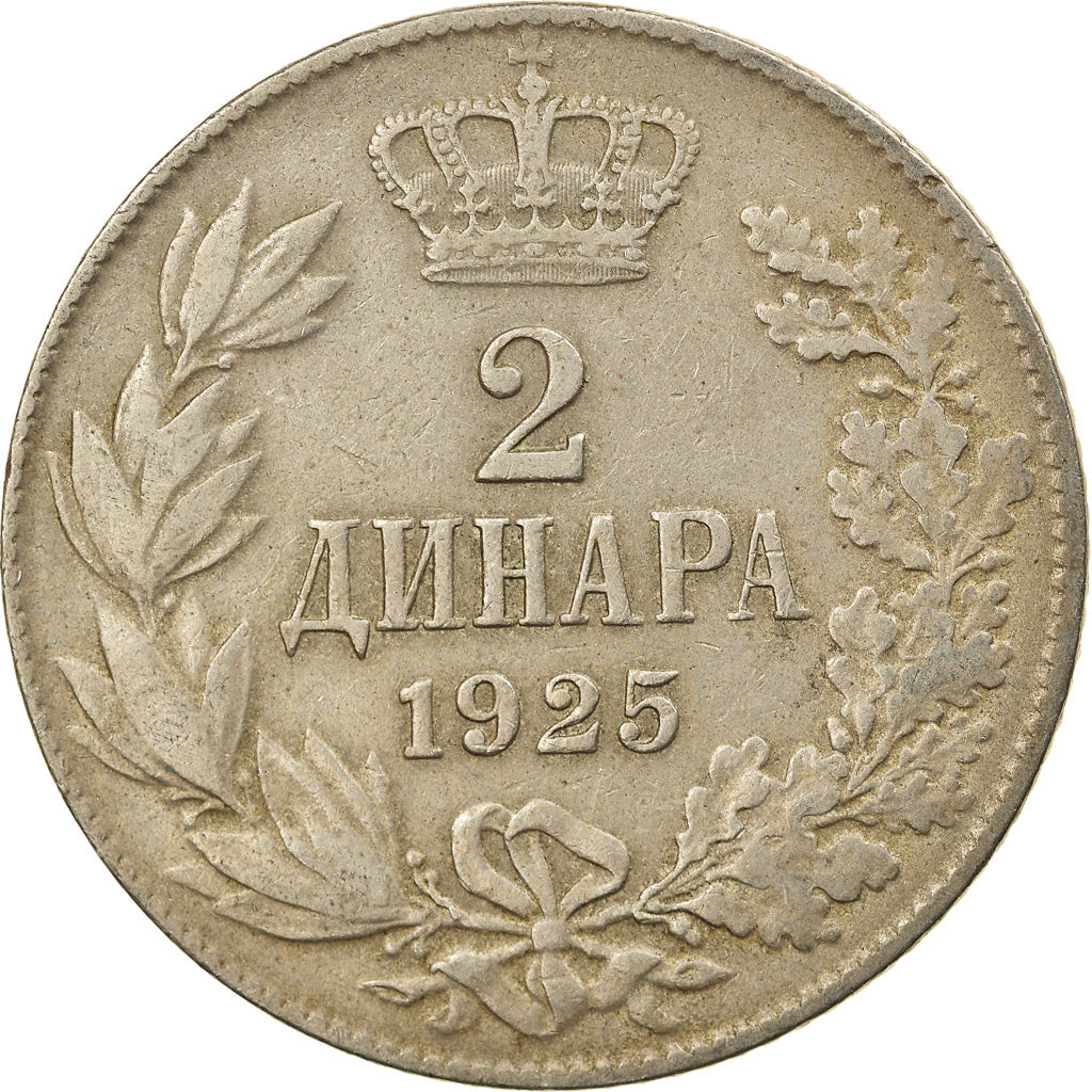 Coin, Yugoslavia, Alexander I, 2 Dinara, 1925, EF(40-45), Nickel-Bronze, KM:6