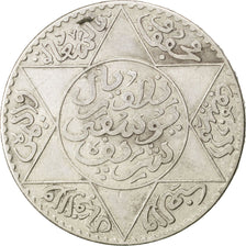Marocco, Yusuf, 1/2 Rial, 5 Dirhams, 1917, bi-Bariz, Paris, BB, Argento, KM:32