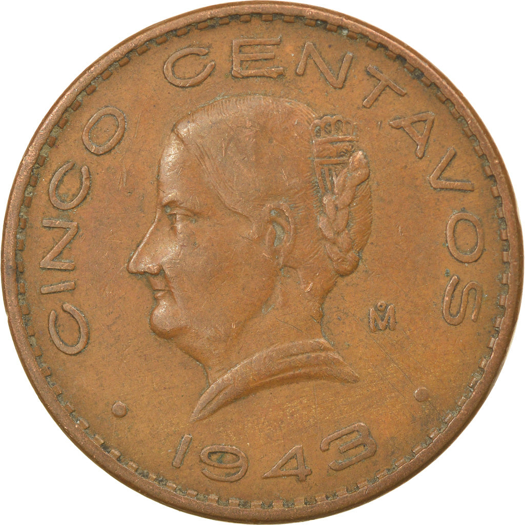 Coin, Mexico, 5 Centavos, 1943, Mexico City, EF(40-45), Bronze, KM:424