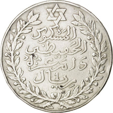 MOROCCO, Rial, 10 Dirhams, 1911, bi-Bariz, KM #25, EF(40-45), Silver, 24.69