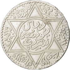 MOROCCO, Rial, 10 Dirhams, 1917, bi-Bariz, KM #33, AU(50-53), Silver, 24.95