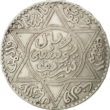MOROCCO, Rial, 10 Dirhams, 1912, bi-Bariz, KM #33, AU(50-53), Silver, 24.93