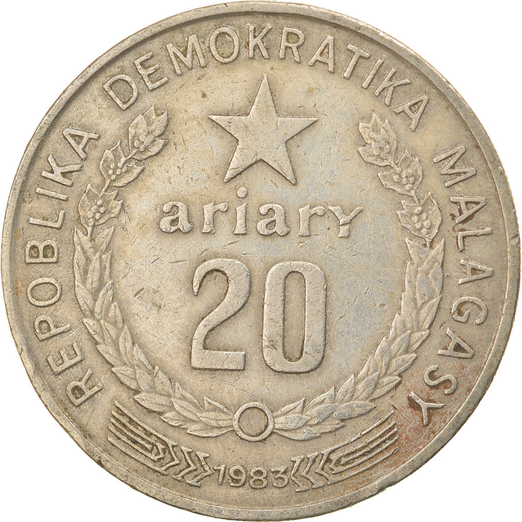 Coin, Madagascar, 20 Ariary, 1983, EF(40-45), Copper-nickel, KM:14b