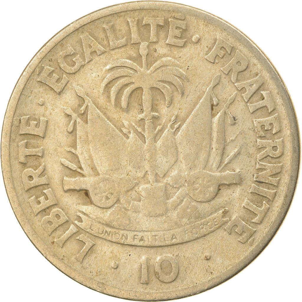 Moeda, Haiti, 10 Centimes, 1958, VF(20-25), Cobre-Níquel-Zinco, KM:63