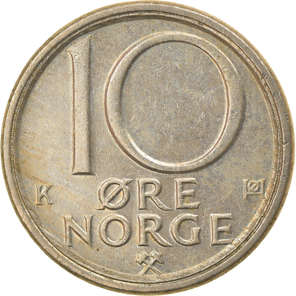 Coin, Norway, Olav V, 10 Öre, 1987, EF(40-45), Copper-nickel, KM:416