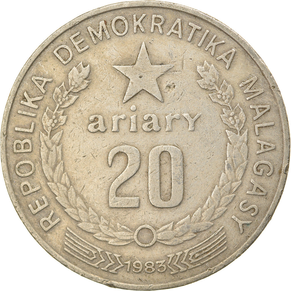 Coin, Madagascar, 20 Ariary, 1983, Paris, EF(40-45), Copper-nickel, KM:14b