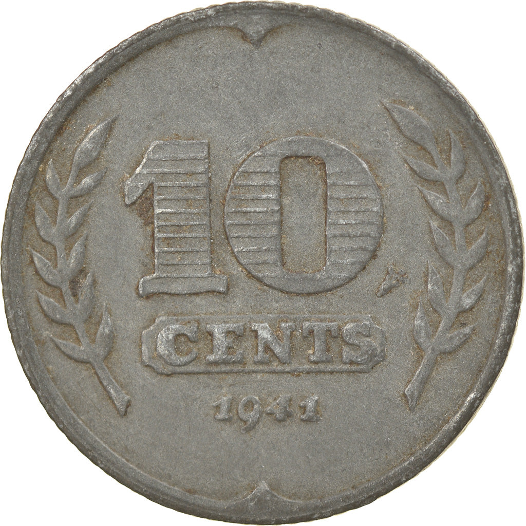 Coin, Netherlands, Wilhelmina I, 10 Cents, 1941, EF(40-45), Zinc, KM:173