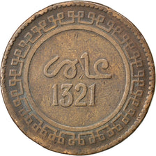 Moneta, Marocco, 'Abd al-Aziz, 10 Mazunas, 1903, Birmingham, B+, Bronzo, KM:17.2