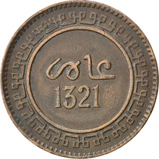 MOROCCO, 10 Mazunas, 1903, Birmingham, KM #17.2, EF(40-45), Bronze, 9.82