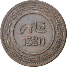 MOROCCO, 10 Mazunas, 1902, Fez, KM #17.3, EF(40-45), Bronze, 9.74