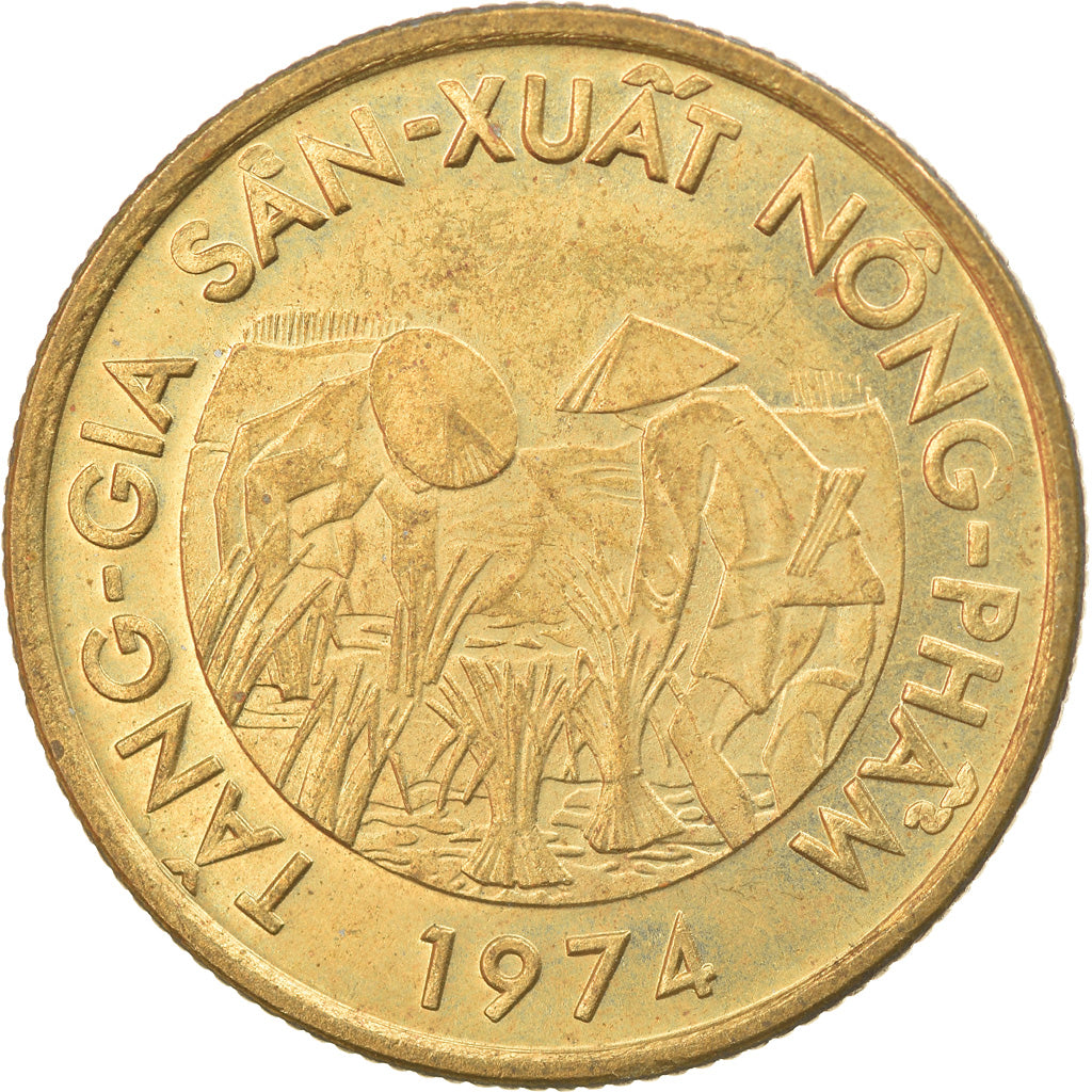 Munten, Viëtnam, STATE OF SOUTH VIET NAM, 10 Dông, 1974, ZF, Brass Clad Steel