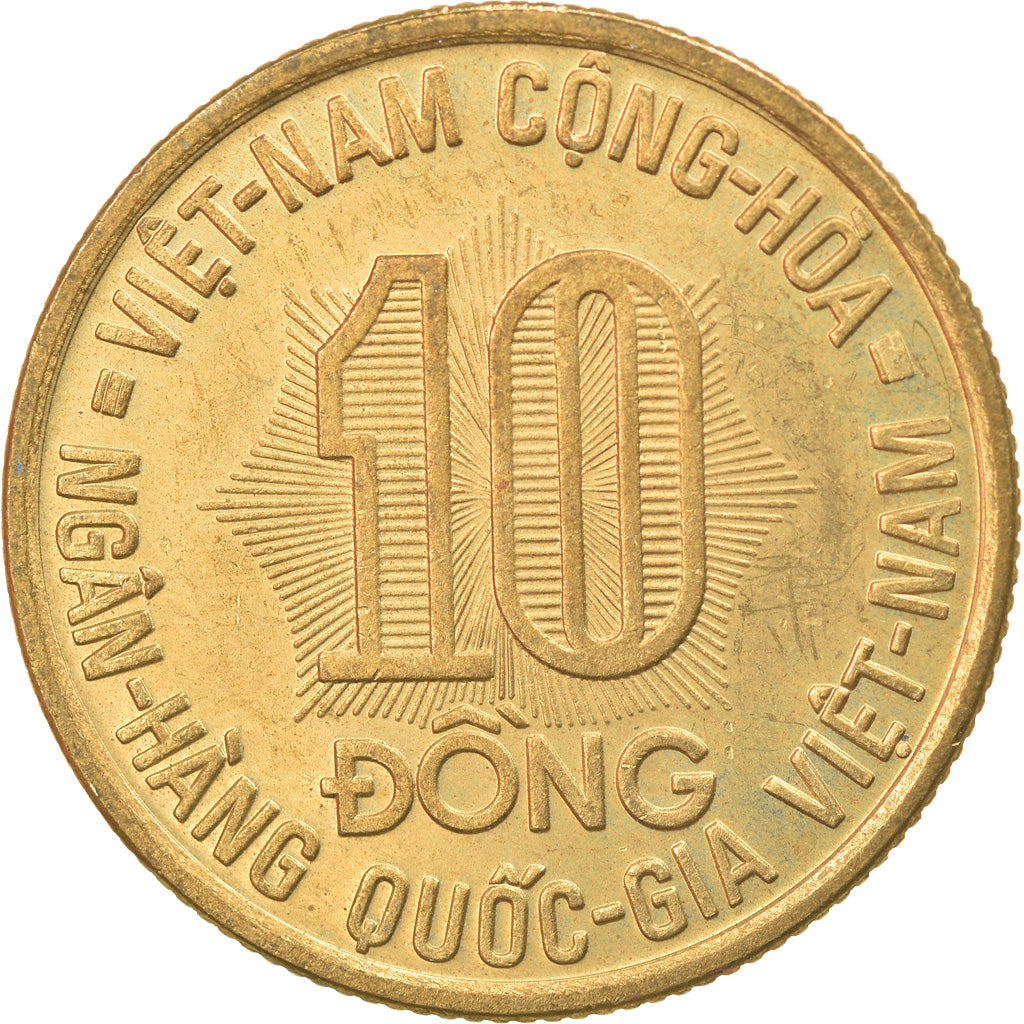 Munten, Viëtnam, STATE OF SOUTH VIET NAM, 10 Dông, 1974, ZF, Brass Clad Steel