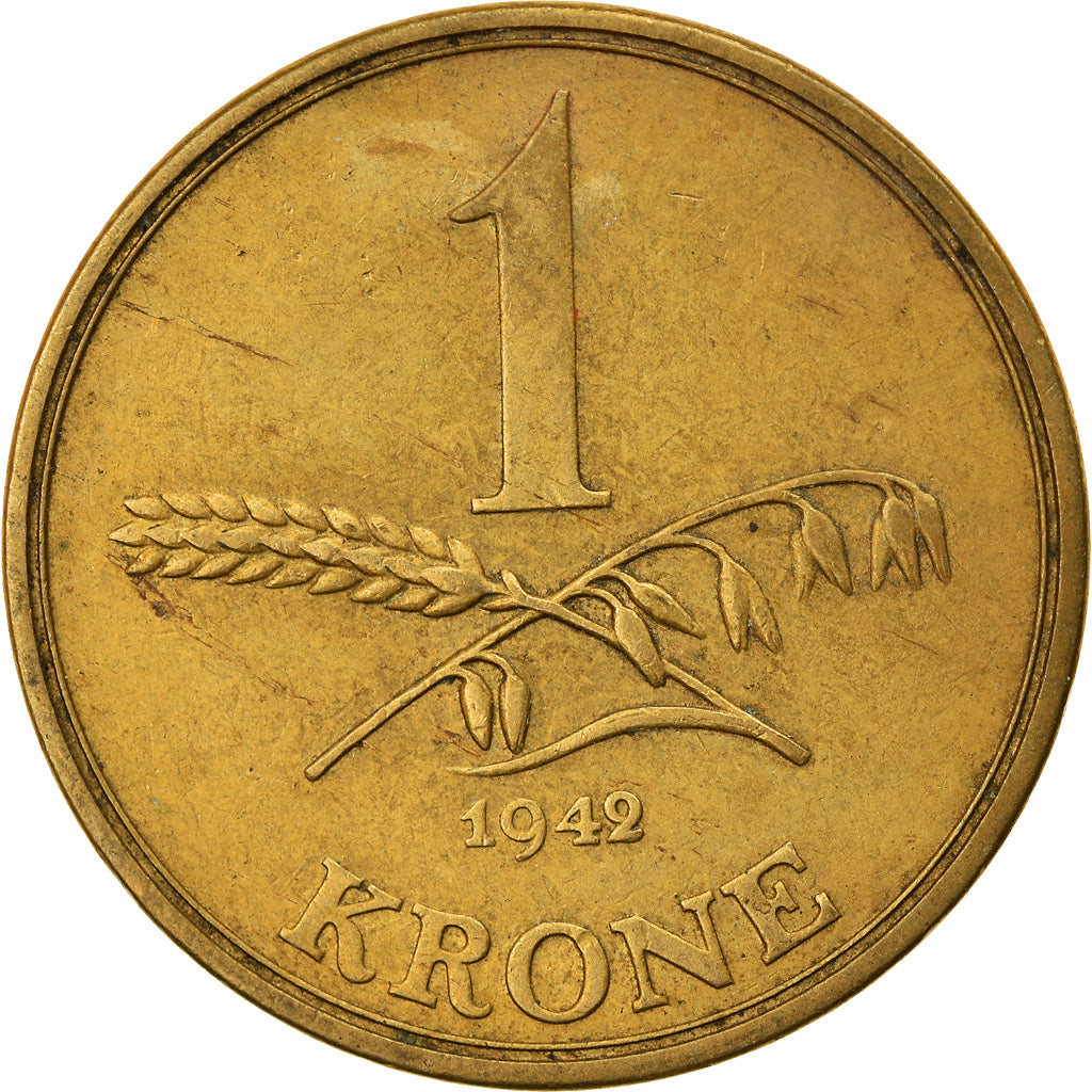 Moeda, Dinamarca, Christian X, Krone, 1942, Copenhagen, EF(40-45)