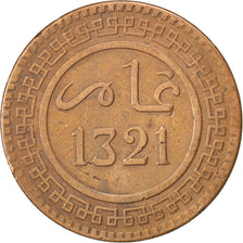 Moneta, Marocco, 'Abd al-Aziz, 10 Mazunas, 1903, BB, Bronzo, KM:17.1