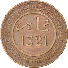 MOROCCO, 10 Mazunas, 1903, KM #17.1, AU(50-53), Bronze, 9.89