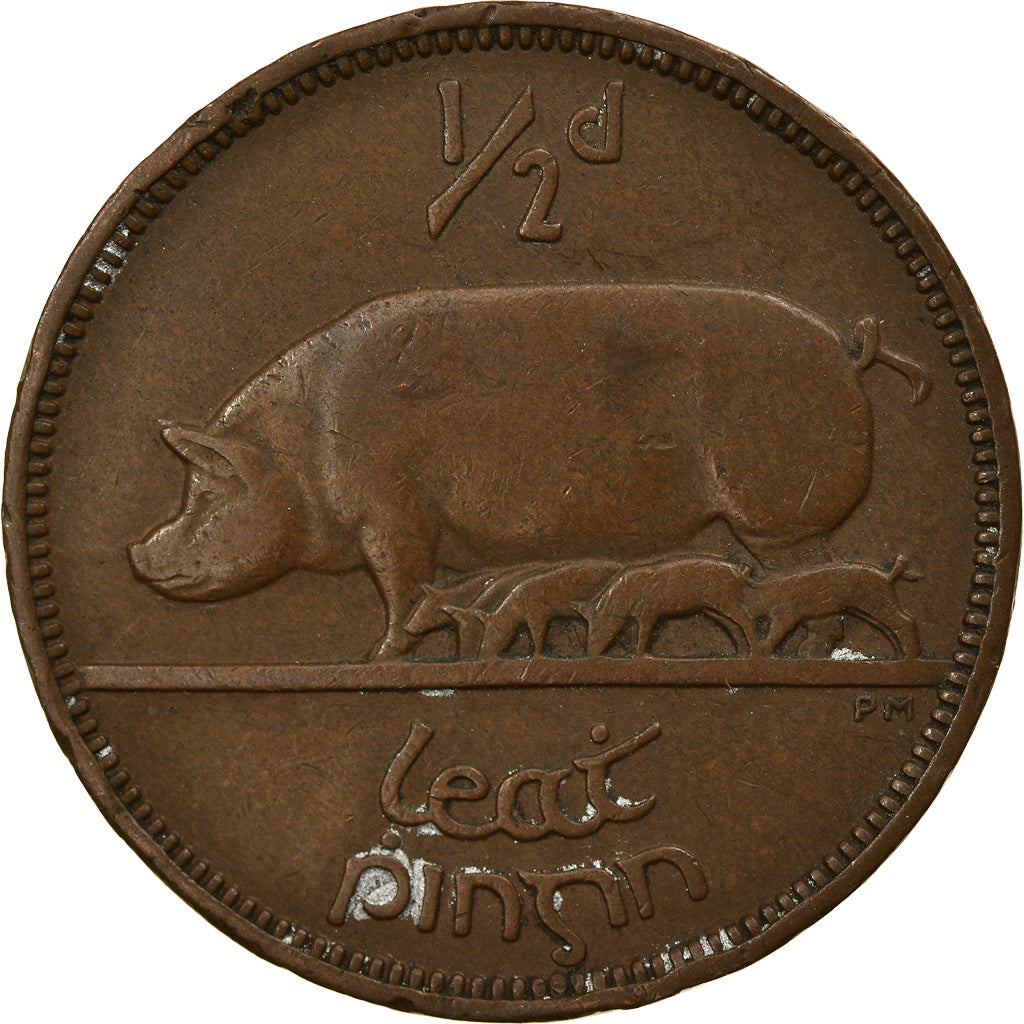 Coin, IRELAND REPUBLIC, 1/2 Penny, 1946, EF(40-45), Bronze, KM:10