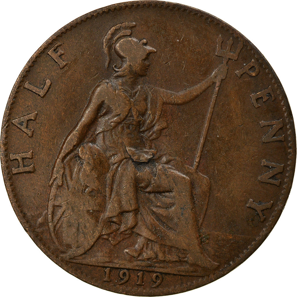 Coin, Great Britain, George V, 1/2 Penny, 1919, VF(30-35), Bronze, KM:809