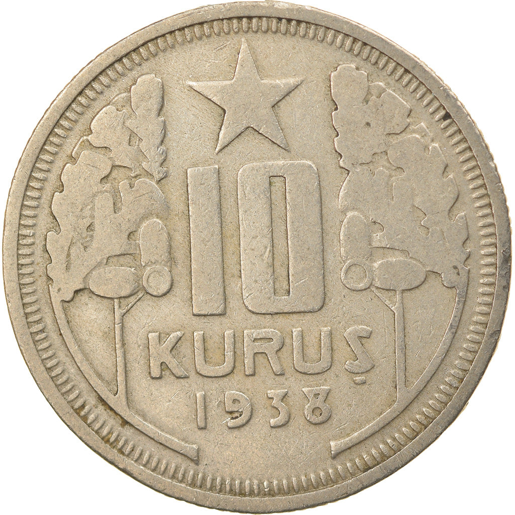 Coin, Turkey, 10 Kurus, 1937, EF(40-45), Copper-nickel, KM:863