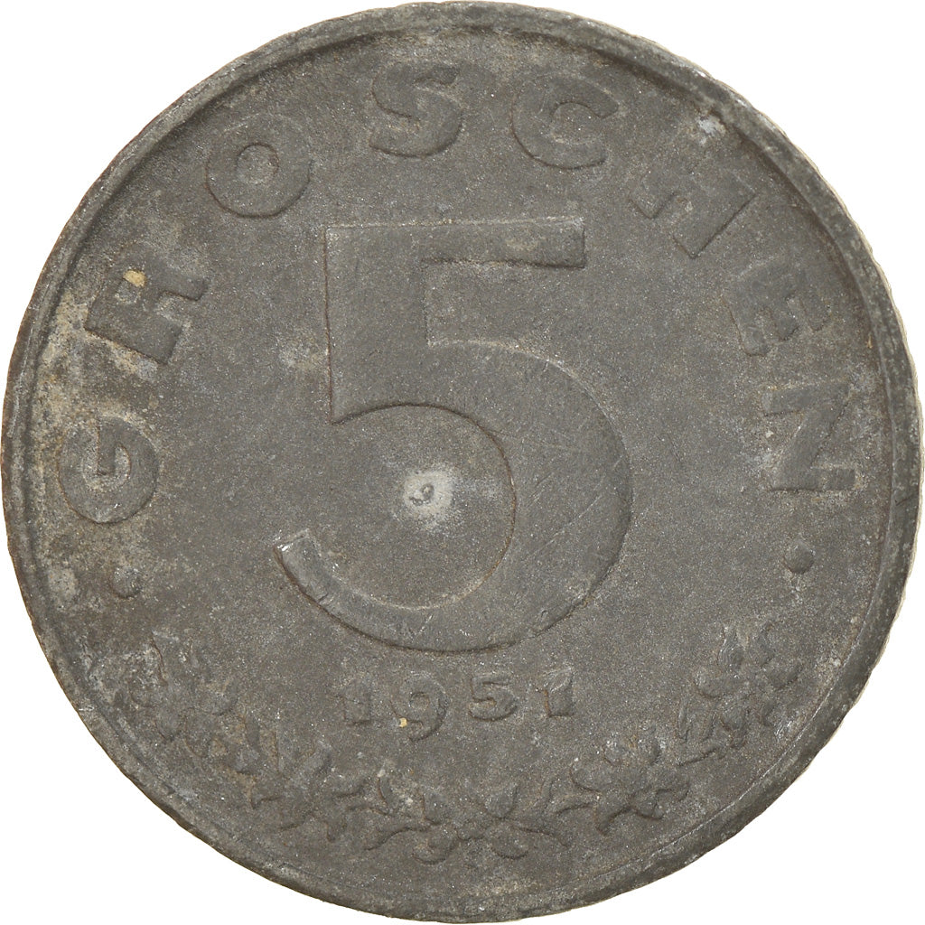 Coin, Austria, 5 Groschen, 1951, EF(40-45), Zinc, KM:2875