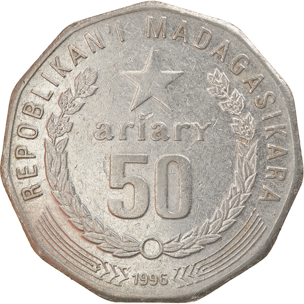 Coin, Madagascar, 50 Ariary, 1996, EF(40-45), Stainless Steel, KM:25.1