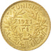 Coin, Tunisia, Anonymous, 2 Francs, 1921, AU(55-58), Aluminum-Bronze, KM:248