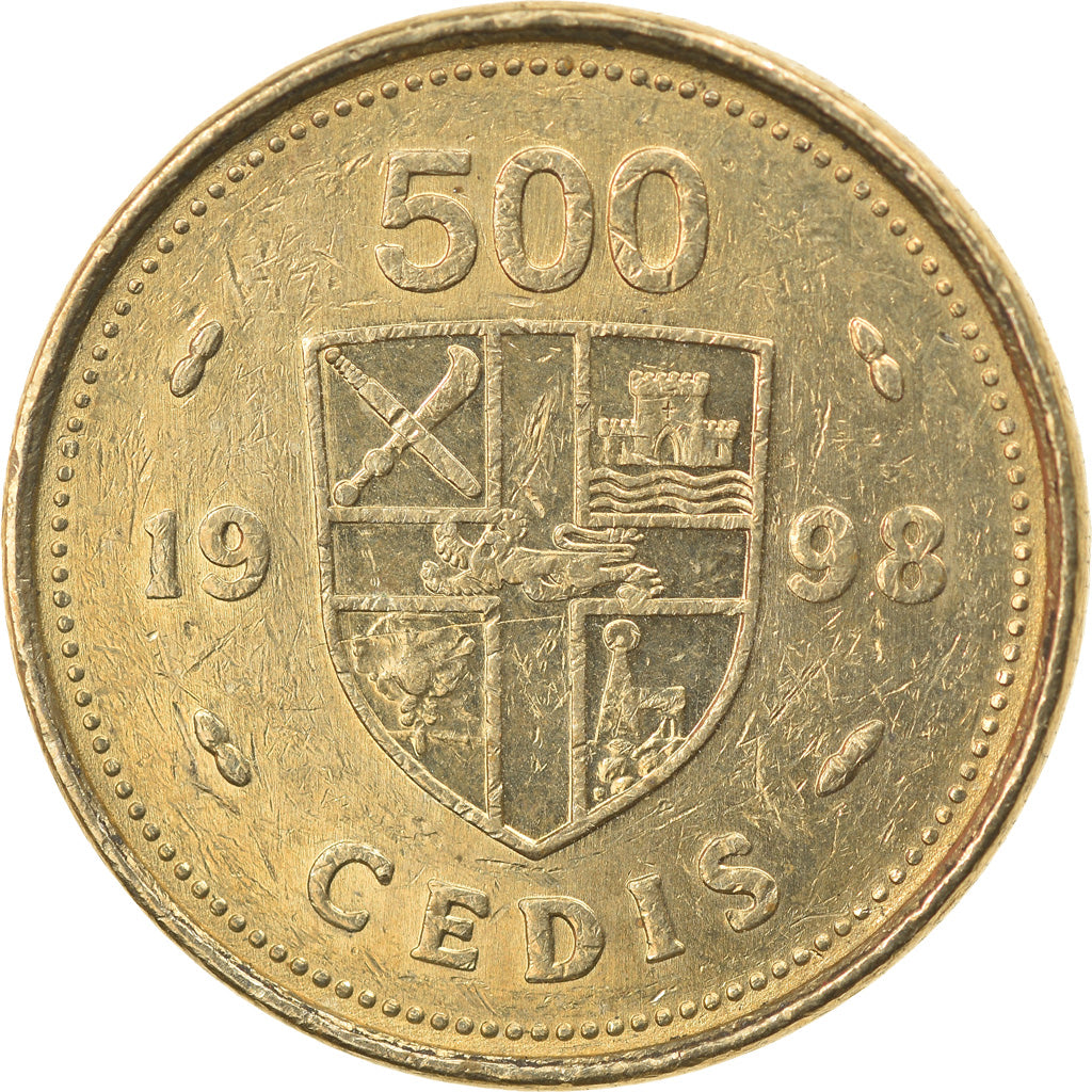 Coin, Ghana, 500 Cedis, 1998, EF(40-45), Nickel-brass, KM:34