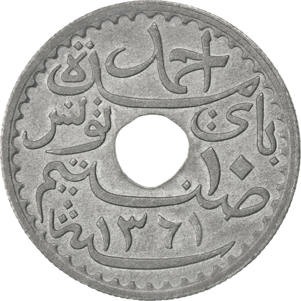 Coin, Tunisia, Ahmad Pasha Bey, 10 Centimes, 1942, Paris, AU(55-58), Zinc