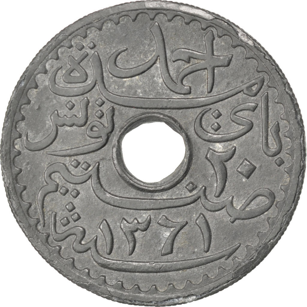 Monnaie, Tunisie, Ahmad Pasha Bey, 20 Centimes, 1942, Paris, TTB, Zinc, KM:268