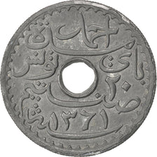 Monnaie, Tunisie, Ahmad Pasha Bey, 20 Centimes, 1942, Paris, TTB, Zinc, KM:268