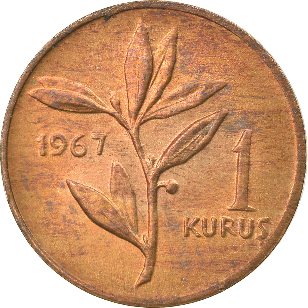 Moneta, Turchia, Kurus, 1967, BB, Bronzo, KM:895a