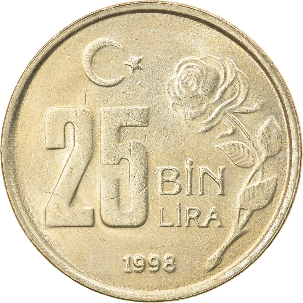 Monnaie, Turquie, 25000 Lira, 25 Bin Lira, 1998, SUP, Copper-Nickel-Zinc