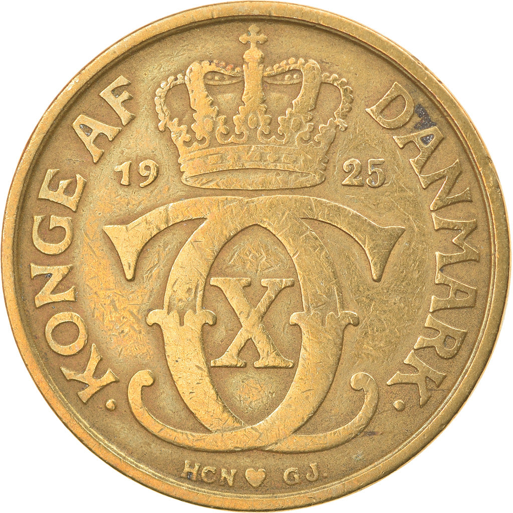 Coin, Denmark, Christian X, Krone, 1925, Copenhagen, EF(40-45), Aluminum-Bronze