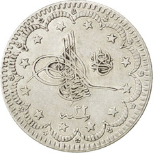 Turchia, Abdul Hamid II, 5 Kurush, 1906, Qustantiniyah, BB+, Argento, KM:737